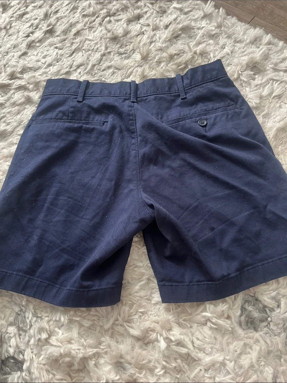 J. Crew Navy Flat-Front Cotton Chino Shorts